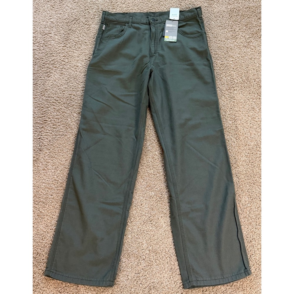 Carhartt FR Midweight Canvas Jean Loose Fit Moss Green FRB159 MOS 38x32 NWT